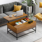 HOMCOM Lift Top Coffee Table with Hidden Storage Compartment - Teak-Adjustable desk platform to meet different needs, like working or dining