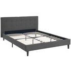 Modway Linnea Fabric Queen Bed - Grey-Platform Bed Frame With Headboard