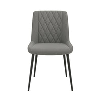 Nicer Interior - Chaises d'appoint en tissu et pieds en métal - Gris - Lot de 4-Mélange polyester-lin toutes saisons gris