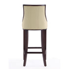 Manhattan Comfort Fifth Avenue 19" Traditional Faux Leather Upholstered Bar Stool - Cream and Walnut - 2 Pack-22.5" L x 22" W x 45" H
