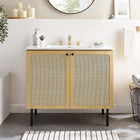 Modway Chaucer 36" Bathroom Vanity - Oak/White-Metal Cabinet Knobs