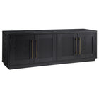 Hudson&Canal Tillman TV Stand for TV's up to 75" - Black Grain-Features four doors with enclosed cabinets and 4 shelves for ample storage
