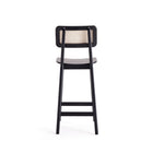 Manhattan Comfort Versailles 15.75" Industry Chic Counter Stool - Black and Natural Cane - 3 Pack-19.69" L x 22" W x 40.16" H