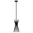Hudson&Canal Andromeda 7" Wide Starburst Pendant with Metal Shade - Blackened Bronze/Blackened Bronze-Paired with a blackened bronze abstract metal shade