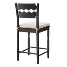 Modway - Jax Bois de chêne Tabouret de comptoir avec dossier ondulé en rasoir et coussin in Lin noir-Civières latéraux solides