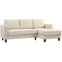 HOMCOM L Shape Sofa with Chaise Lounge - Beige-A three-seater corner sofa combining a two-seater and a chaise is great for small spaces