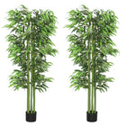 Outsunny 6' Artificial Bamboo Trees in Pot - Green - 2 Pack-Beautiful set of two artificial bamboo design plants 