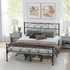HOMCOM Queen Size Metal Platform Bed Frame with Headboard - Black-Can be used as a temporary bed in guest room, also a great gift option