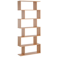 HOMCOM - Bibliothèque géométrique à 6 niveaux en bois - bois naturel-Idéal pour l'installation dans votre couloir, salon, bureau, chambre, etc