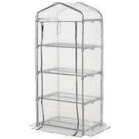 Outsunny 28" x 20" x 63" Portable Greenhouse with 4 Tier Shelves - White- High-quality steel tube and PE mesh  with solid, strong, and durable construction
 