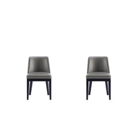 Manhattan Comfort Gansevoort 19" Modern Faux Leather Upholstered Dining Chair - Pebble Grey - Set of 2-Modern Dining Chair for Dining Room and Task Use. Set of 2