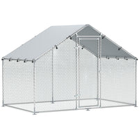 PawHut - Poulailler en métal - 9,8 pi x 5,6 pi enclos à poules avec couverture-Enclos à poules avec une surface de 55 pi² (5,1 m²) pouvant accueillir 5 à 8 poules pour un espace généreux 