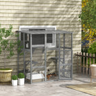 PawHut 70.5" H Outdoor Wooden Catio Cat House Enclosure - Grey-Multiple jump platforms, a bridge, and an inner resting box for playing and lounging 
