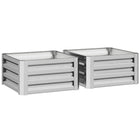 Outsunny Raised Garden Bed with Galvanized Steel Frame - 23.5" L x 23.5" W x 12" H - Silver - 2 Pack-Set of two galvanized metal steel planter box 