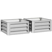 Outsunny Raised Garden Bed with Galvanized Steel Frame - 23.5" L x 23.5" W x 12" H - Silver - 2 Pack-Set of two galvanized metal steel planter box 