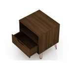 Manhattan Comfort Rockefeller 20.08" Mid-Century Modern 1-Drawer Nightstand - Brown-Fashionable Wire Splayed Legs Made of Metal for Extra Durability