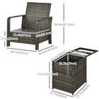 Outsunny 3-Pieces Wicker Patio Furniture Set - Beige-Beautiful hand woven PE rattan, which is weather-resistant, durable and low maintenance    