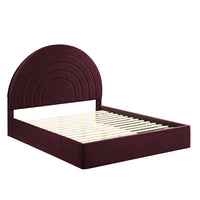 Modway Solana Arched Performance Velvet Full Platform Bed - Mulberry-Stain-Resistant Performance Velvet Upholstery