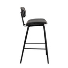 Armen Living Fox 25.5" Counter Height Mid-Century Modern Bar Stool in Black Faux Leather & Black Wood-4