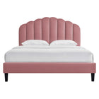 Modway Daisy Performance Velvet Twin Platform Bed - Dusty Rose-Channel Tufted Headboard