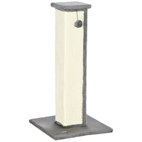 PawHut - Griffoir pour chat 32 po d’intérieur avec balle en sisal gris-Griffoir en sisal pour satisfaire la nature de vos chats et protéger vos meubles 