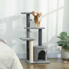 PawHut Cat Tree for Adults Multi-Level Cat Tower - Grey - Large - 41"H-Plush-lined cat house offers a warm and safe spot for naps
