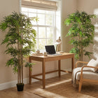 Outsunny - Arbre de bambou artificiel 6 pi en pot avec 1530 feuilles - vert - lot de 2-Terreau en ciment et mousse PE inclus, pour plus de stabilité et de réalisme 