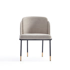 Manhattan Comfort Flor 22.83" Modern Twill Weave Upholstered Dining Chair - Wheat - Set of 2-Front and Back Legs Elegantly Embellished with Elongated Gold Metal Ferrules
