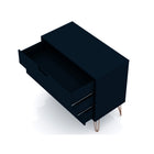 Manhattan Comfort Rockefeller 35.24" Mid-Century Modern 3-Drawer Dresser 2-Piece Set - Tatiana Midnight Blue-Fashionable Wire Splayed Legs Made of Metal for Extra Durability.