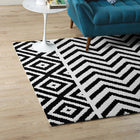 Modway Ailani Geometric Chevron / Diamond Area Rug - 8 ft W x 10 ft L - Black/White-Protect Floors From Traffic/Furniture