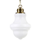 Hudson&Canal - Suspension Annie , 23 cm de large, avec abat-jour en verre - Laiton/blanc lait-Associé à un abat-jour en verre blanc en forme de cloche/globe