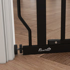 PawHut 30"- 34" Extra Wide Dog Gate with Double Locking System - Black-Can be opened with a single hand – press and lift the button