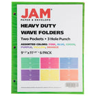 JAM Paper - Chemises de classement en plastique robustes  - 3 trous - extra-résistantes - couleurs ondulées assorties - Paquet de 6-Taille : 9,5 x 11,625 pouces | Convient facilement aux documents de 8,5" x 11"