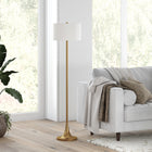 Hudson&Canal Josephine 62" Tall Floor Lamp with Fabric Shade - Brass/White-Handcrafted brass finish is applied to the candlestick metal base