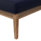 Modway Clearwater Outdoor Patio Teak Wood Ottoman - Grey/Navy-Assembly Required