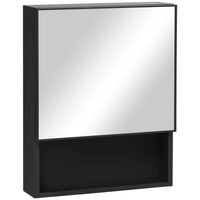 Kleankin Wall Mounted Bathroom Mirror Cabinet with Storage Shelves - Black-Use as a toiletry, beauty or medicine cabinet in your bathroom