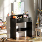 HOMCOM Makeup Vanity Desk with Mirror - 29.5" L x 15" W x 53.1" H - Black-Assembly required