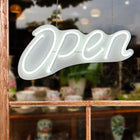 Futech LED Open Sign - 20" W x 10" H - White/White-Includes Hanging Metal Chain