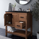 Modway Ashlyn 36" Wood Bathroom Vanity - Walnut/Black-Non-Marking Foot Caps