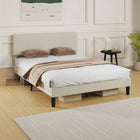 HOMCOM Queen Size Adjustable Headboard Platform Bed Frame - Light Grey-Non-slip foot pads protect floors and reduce movement during use
