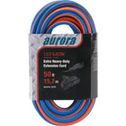 Aurora Tools - Cordon rallonge en caoutchouc TPE avec indicateur lumineux, Toutes saisons, AWG 12/3, 3 prise(s), Longueur de 50'-Enveloppe tout temps ultra-flexible qui offre une performance supérieure à des températures extrêmes de -50°C à 105°C