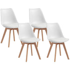 HOMCOM Modern Dining Chairs with PU Leather Cushion & Wood Frame - White - Set of 4-Set of four for a matching look in the home and dining areas