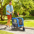 Aosom - Remorque de vélo pour chien 2-en-1, poussette pour animaux, chariot, remorque de vélo, porte-bagages pour voyage avec roue pivotante à 360°, bleu-Système de frein à main intégré 