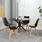 HOMCOM Modern Dining Chairs with PU Leather Cushion & Wood Frame - Black - Set of 4-PP body and smooth surface is water-resistant and easy to clean