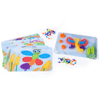 Miniland Pegs 3/8" - 6 Pattern Cards - 180 Pegs-Classic toy that develops eye-hand coordination, creativity, spatial orientation and colour recognition
