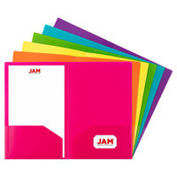 JAM Paper - Chemises de présentation Legal en plastique robuste à 2 pochettes - couleurs tendance assorties - Paquet de 6-Chemises de présentation en plastique résistant | Couleurs : rose fuchsia, bleu sarcelle, violet, orange, jaune et vert citron
