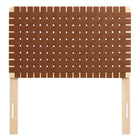 Modway Sparta Weave Vegan Leather Twin Headboard - Natural Brown-Standing Design