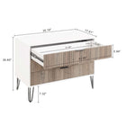 Manhattan Comfort DUMBO 35.19" Modern Dresser - White and Grey-Horizontal Glam Drawer Handles Made of Metal with a Gold Finish.