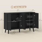 HOMCOM 47.2" L Sideboard Buffet Cabinet with Storage - Black-Particleboard frame and five pine wood legs support up to 198 lb. (90 kg)