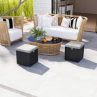 Outsunny 2 Pieces Wicker Outdoor Ottoman with Storage - Light Grey-Versatile as footrests, stools or side tables, storage boxes